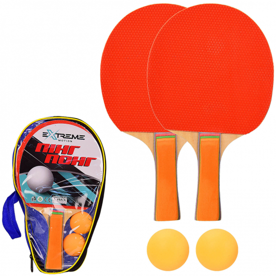 Набор для настольного тенниса Extreme Motion 2 ракетки 2 мячика в чехле TT2116 - фото 1