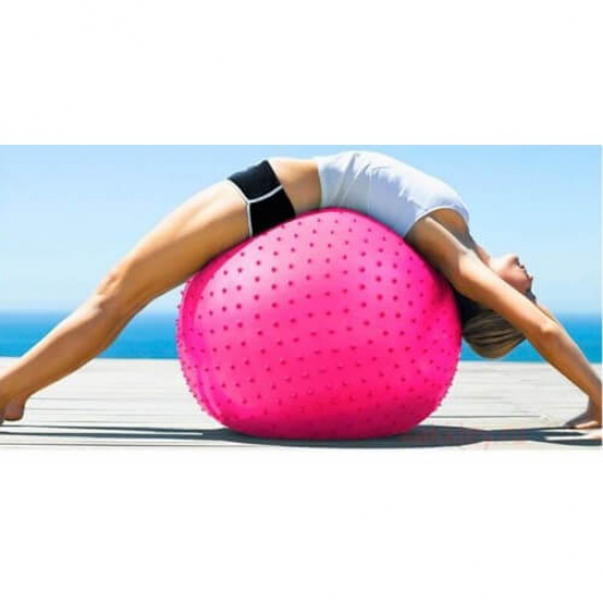 Мяч для фитнеса массажный 55 см розовый NA214-46 розовый - фото 1