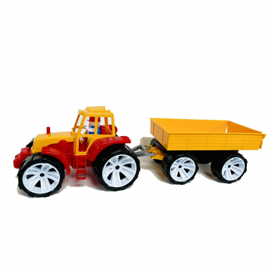 Игрушка трактор с прицепом Бамсик  0079 цветной - фото 1