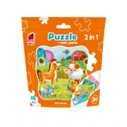 Пазлы в мешочке Puzzle in stand-up pouch «2 in 1 Zoo» 19-19 см Украина ТМ Влади Тойс RK1140-06