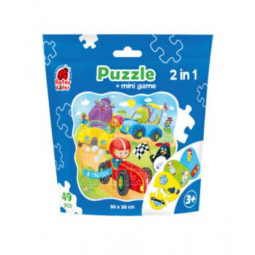 Пазлы в мешочке Puzzle in stand-up pouch «2 in 1 Cars» 19-19 см Украина ТМ Влади Тойс RK1140-03