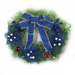 Венок новогодний «Blue flowers» (35 см) 6527-P1129