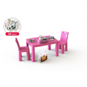 Кухня детская РОЗОВАЯ (+ стол и 2 стула) 34 предмета ТМ Фламинго Украина 046703