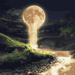 Картина по номерам Идейка Лунный водопад с красками металлик, размер 50-50 см КНО5033