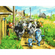 Картина по номерам Strateg Веселые пастушки, размер 40-50 см SY6360
