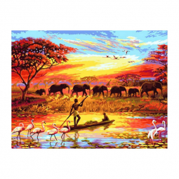 Алмазная картина Strateg Жизнь Африки, размер 50-60 см HA0002
