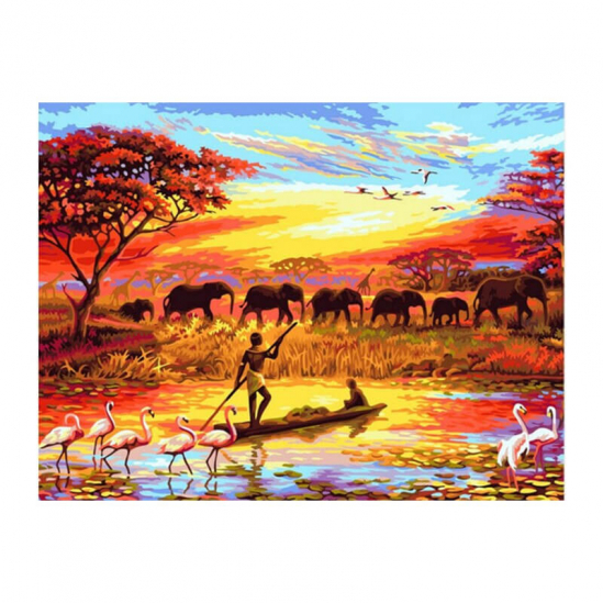 Алмазная картина Strateg Жизнь Африки, размер 50-60 см HA0002 - фото 1