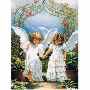 Алмазная картина Strateg Девочки-ангелы, размер 30-40 см HX015