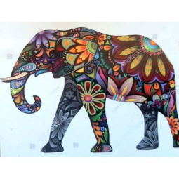 Алмазная мозаика неоновая Dreamtoys Цветочный слон, размер 30-40 см AG0023