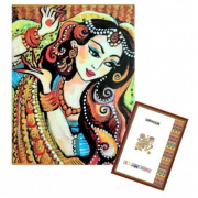 Алмазная мозаика неоновая «Девушка с Индии» с рамкой размер 30-40 см AG0002A
