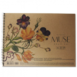 Альбом для рисования на спирали Muse формат A4 30 листов плотность 150 гм2 крафт Школярик 320