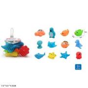 Набор игрушек-пищалок для ванной Морские животные 12 шт AY003A