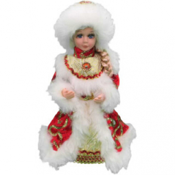 Новогодняя музыкальная игрушка Снегурочка в красной шубе высота 30 см 21-В-12-12