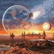 Картина по номерам размер 50-50 см «Космическая пустыня с красками металлик» Идейка КНО9541
