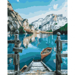 Картина по номерам размер 40-50 см «Лодка возле озера Брайэс» Brushme BS29450