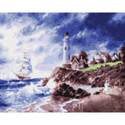 Картина по номерам размер 40-50 см «Маяк на острове» Brushme BS22601
