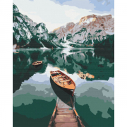 Картина по номерам размер 40-50 см «Лодка на зеркальном озере» Brushme BS51370