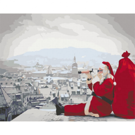 Картина по номерам размер 40-50 см «Санта не дремлет» Brushme BS26273 - фото 1
