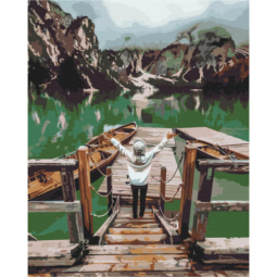 Картина по номерам размер 40-50 см «Путешественница на озере Браэс» Brushme BS52566