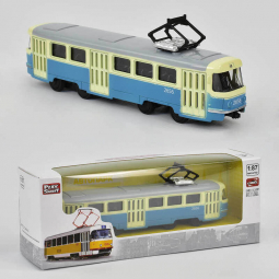 Игрушечный трамвай инерционный синий 6411C