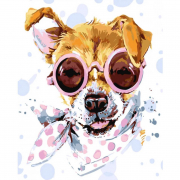 Картина по номерах «Собака в окулярах» з лаком розмір 30-40 см Strateg SS-6423