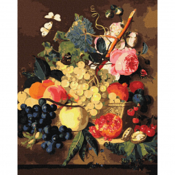 Картина по номера «Кошик із фруктами» розмір 40-50 см Ідейка КНО5663