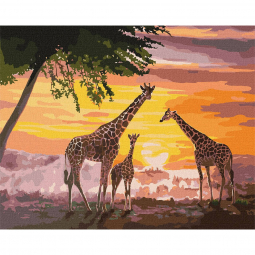 Картина по номера «Сімя жирафів» розмір 40-50 см Ідейка КНО4353