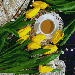 Картина по номера «Весняний сніданок» розмір 40-40 см Ідейка КНО2997