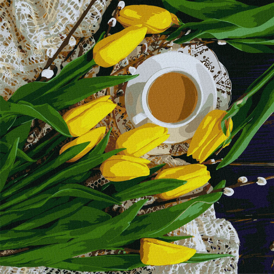 Картина по номера «Весняний сніданок» розмір 40-40 см Ідейка КНО2997 - фото 1