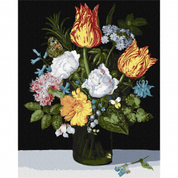 Картина по номера «Натюрморт з квітами в склянці» розмір 40-50 см Ідейка КНО3223