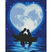 Алмазна мозаїка картина «Поцілунок під місяцем» розмір 40-50 см Идейка АМО7234