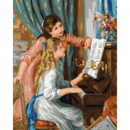 Картина по номерах «Дві дівчини за фортепіано» розмір 40-50 см Идейка КНО2664