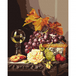 Картина по номерах «Натюрморт з фруктами та трояндою» розмір 40-50 см Идейка КНО5668