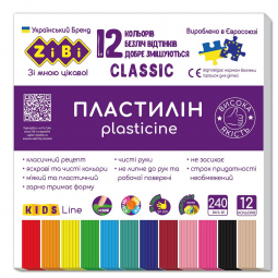 Пластилін «CLASSIC» 12 кольорів Zibi ZB.6233