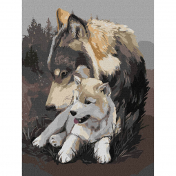 Картина по номерах «Вовча ніжність» розмір 30-40 см Ідейка КНО4385