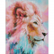 Картина з алмазною мозаїкою «Рожевий лев» розмір 40-50 см АМО7454