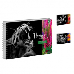 Альбом для малювання «FlowersBlack» формат А4 20 аркушів на спіралі Yes 130550
