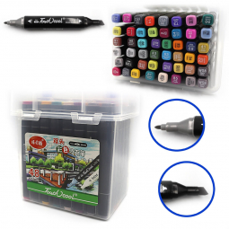 Набір скетч маркерів 48 кольорів тонкі скошні в пластиковому чемодані TouchCool 0229-48
