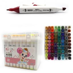 Набір скетч маркерів 80 кольорів тонкі скошені Mouse 222-80