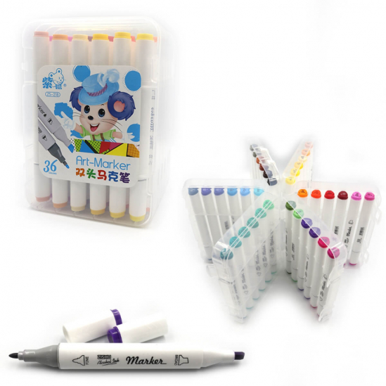 Набір скетч маркерів 36 кольорів двосторонні Mouse 218-36 - фото 1