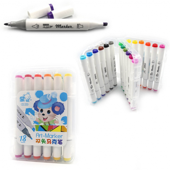 Набір скетч маркерів 18 кольорів двосторонні Mouse 218-18 - фото 1