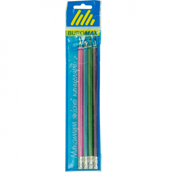 Набір простих олівкці з гумкою 12 шт BuroMax BM.855 - фото 1