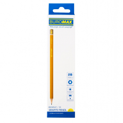 Олівець графітовий «PROFESSIONAL» 2B жовтий без гумки 12шт Buromax BM.8541-12