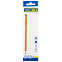 Олівець графітовий «PROFESSIONAL» 3B жовтий без гумки 12 шт BuroMax BM.8546-12