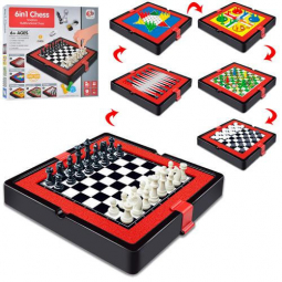 Настільна гра 6 в 1 шашки шахи нарди магнітні фішки кубики S4404-4