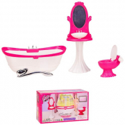 Меблі для ляльок «Ванна кімнта» ванна унітаз раковина з дзеркалом 3013