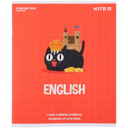 Зошит 48 аркушів в лінію предметна-англійська «Cat» Kite K23-240-18