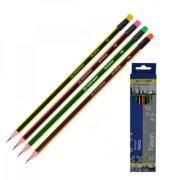 Олівець графітний з гумою чьорно-неоновий НВ BuroMAX ВМ8508
