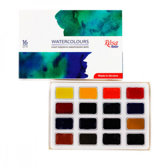 Набір акварельної фарби в кюветі 16 кольорів Rosa Studio 340204 - фото 2