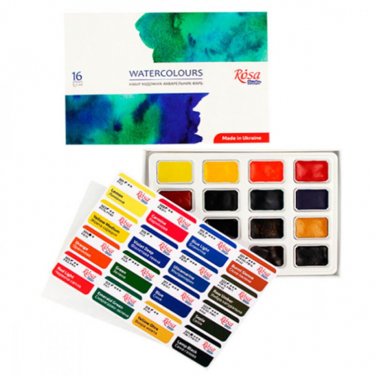 Набір акварельної фарби в кюветі 16 кольорів Rosa Studio 340204 - фото 3